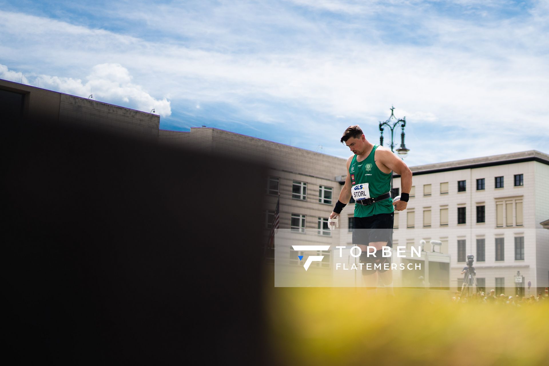 David Storl (SC DHfK Leipzig e.V.) beim Kugelstossen waehrend der deutschen Leichtathletik-Meisterschaften auf dem Pariser Platz am 24.06.2022 in Berlin